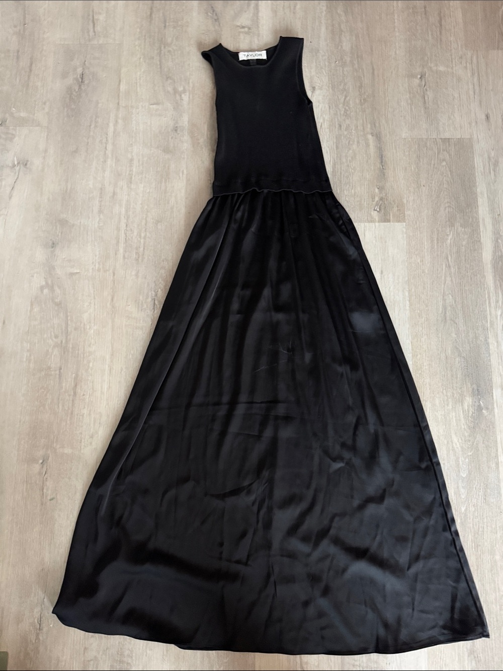 Maxi dress floor length Black Sleeveless Maxi Gown satin